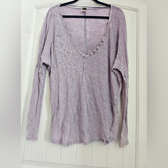 Free people light purple long sleeve half button up - Picture 3 of 3
